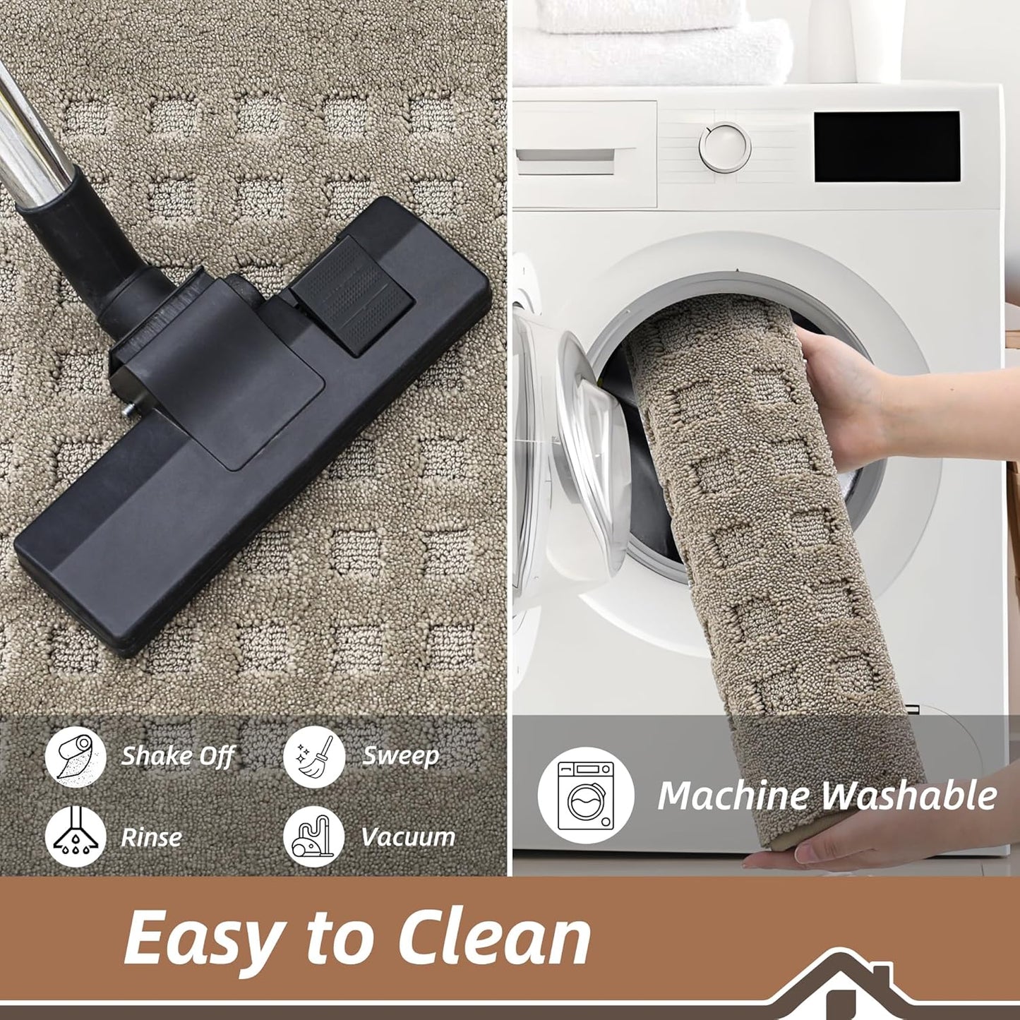 BEQHAUSE Dirt Trapper Door Mats 20"x32", Non-Slip Waffle Doormat Indoor Entrance Low-Profile, Dirt Resist and Absorbent Entryway Rugs Washable Inside Welcome Floor Mat for Front Back Door, Beige