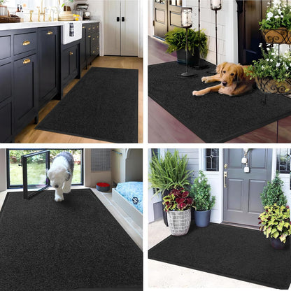 Mibao Front Door Mat, Dirt Trapper Welcome Mat for Outdoor Indoor, Non-Slip Waterproof Doormat, Durable Machine Washable Low Profile Entry Rug for Back Door Outside Patio Porch, 29.5" x 17", Grey