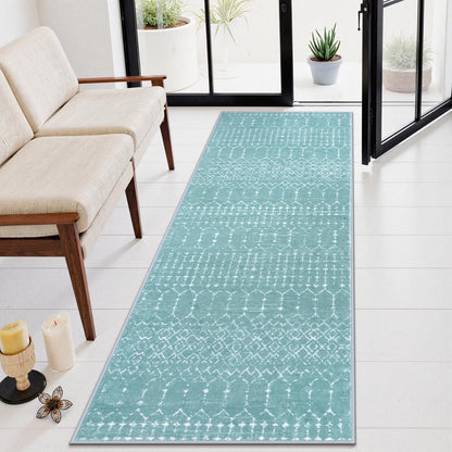 Lahome Moroccan Entry Rug 2x3, Non-Slip Washable Front Indoor Door Mat Rubber Backing Low-Profile Door Rugs, Small Geometric Print Distressed for Entryway Bathroom Kitchen, Black Hana