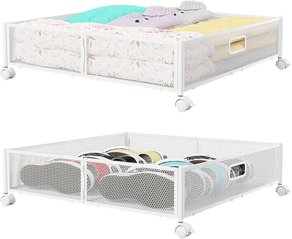 Under Bed Storage, Under the Bed Storage Containers with Wheels, Under Bed Shoe Storage Organizer Drawer for Bedroom Clothes Shoes Blankets -2Pack