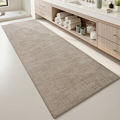 AMOAMI Bath Mat Non Slip Super Absorbent Quick Dry Bath Mats for Bathroom Floor Rubber Backing Washable Bathroom Rugs Modern Woven Jacquard Mat, Beside Tub Bath Rugs, 17" x 24", LightGrey