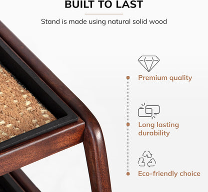 Anji Mountain Heavy Duty Waterproof Wooden Shoe Storage Mat Organizer/Boot Storage Tray Multi Use for Entryway with Coir, Gray and Ivory Insert, 1 Tier, Fits 2 Pair (26.5" Wide)