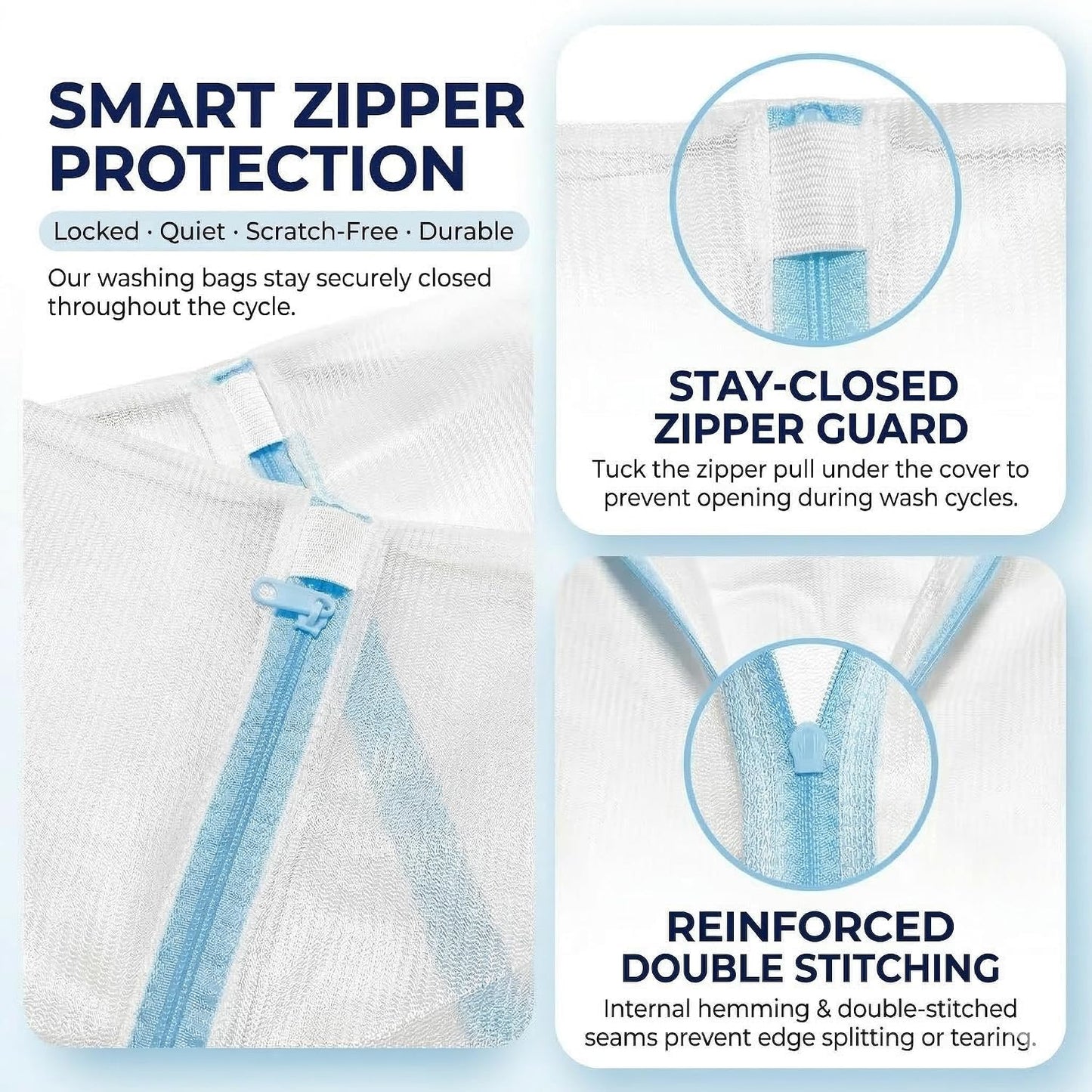 Mesh Laundry Bags for Delicates, 6 Pack Bra Wash Bags with Auto-Lock Zipper | Fine mesh with auto-lock zippers, 1L 2M 2S 1 bra sizes, protects lingerie, socks and underwear in washing machine