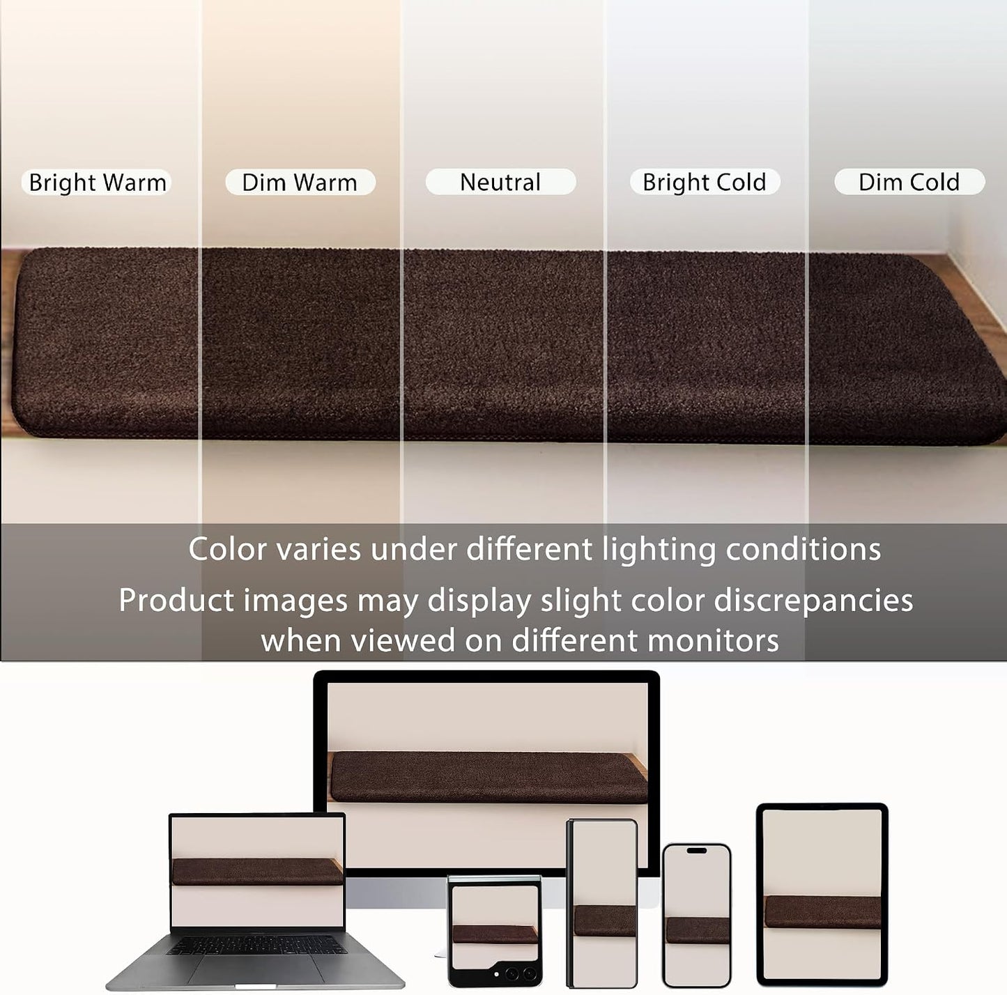 PURE ERA Carpet Stair Treads Ultra Plush 9.5" X 30"Soft Bullnose Indoor Stair Protectors Pet-Friendly Non-Slip Skid Resistant Tape Free Washable Reusable(2 Pieces,Brown)