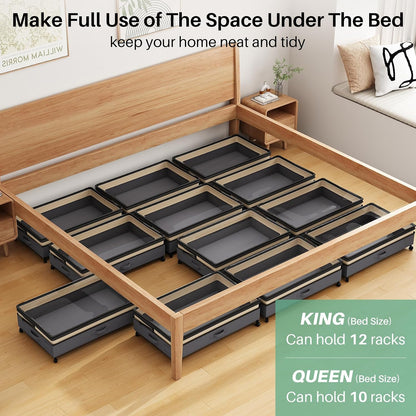 Kitstorack Under Bed Storage with Wheels 2Pack Height-adjustable Under Bed Storage Containers,Under Bed Shoe Storage Organizer with Clear Window&Label, Suitable for Clothes Storage, Gray