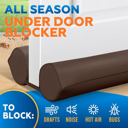 Comfyanno Under Door Draft Stopper - Bottom Door Seal & Gap Filler- Fits 30” to 36” Door, Block Noise, Sound, Air, Bugs, Dust, Easy to Install, Double Side Block, No Adhesive, Black