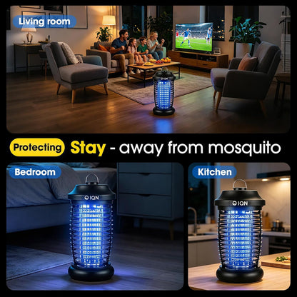 Outdoor Bug Zapper for Patio & Backyard, 15W UV Mosquito Killer with 4200V Electric Grid, 1500 Sq Ft Coverage, 8.9 FT Cord, IPX6 Waterproof Plug-in Fly Trap for Porch, Garden, Garage, Black (1 Pack)