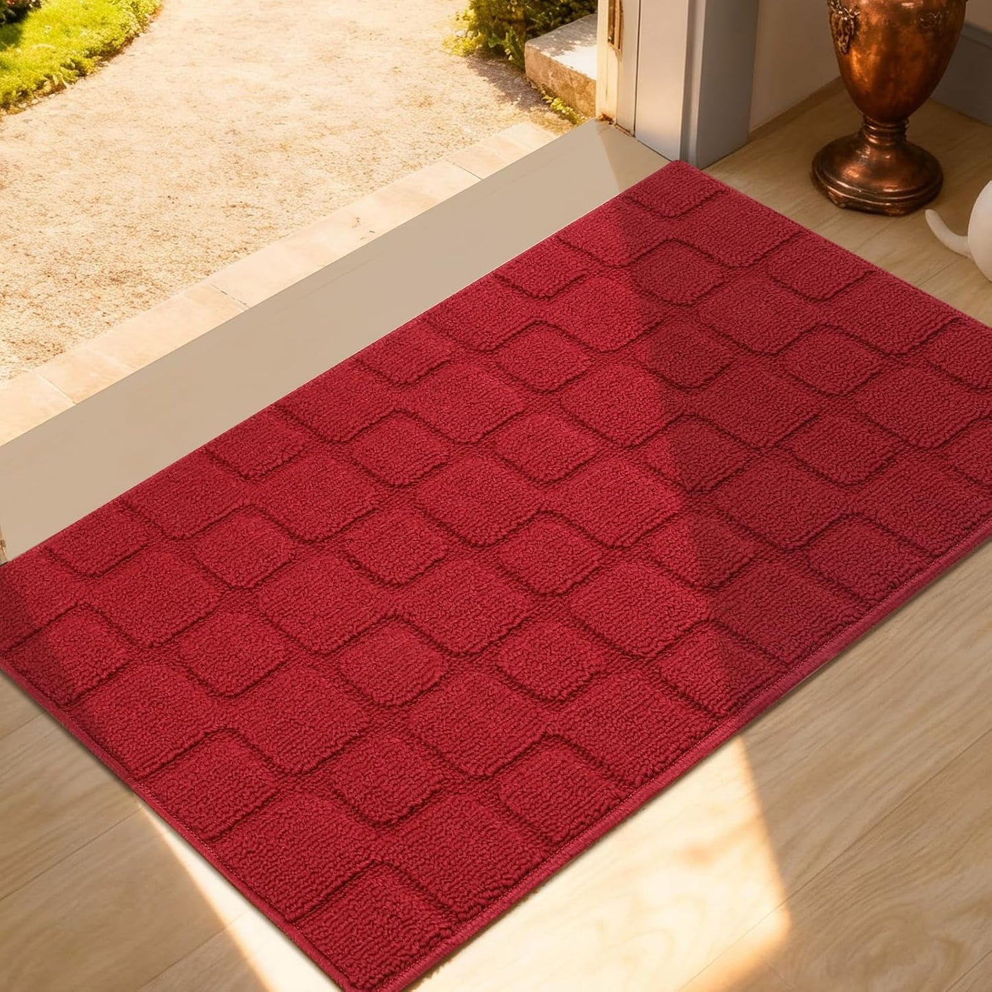 Front Door Mat Outside Entrance, Outdoor Indoor Door Mats for Entryway, Entrance, Entry, Patio, Waterproof Non Slip Doormat, Low-Profile, 20" × 31.5“, Black