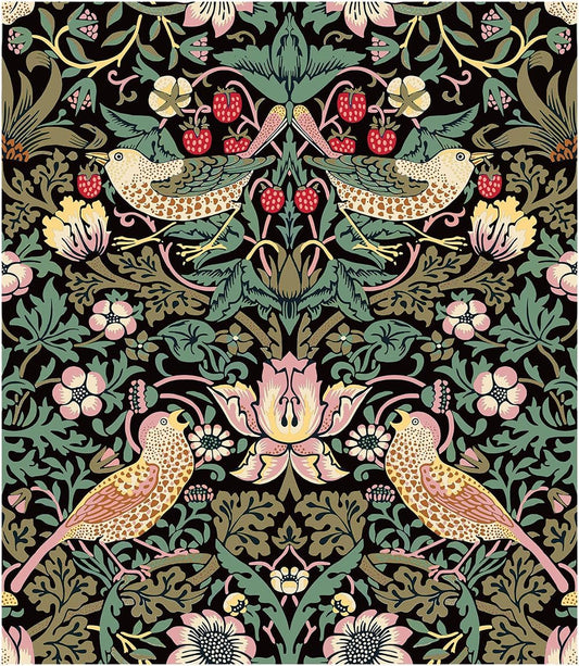 Peel and Stick Wallpaper Removable Dark Floral Wallpaper Vintage Self Adhesive Renter Friendly Wallpapers for Bathroom Boho Leaf Contact Paper for Bedroom 17.5 x 118 in