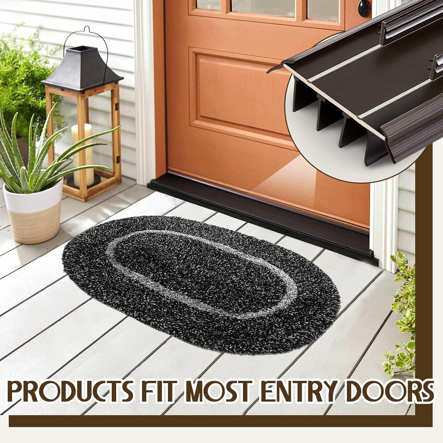 Pushglossy 2 Pcs Kerf Style Door Bottom 36" Long 1 3/4" Wide Replacement Threshold Seal with Vinyl Fins Weatherstrip Draft Stopper for Interior Exterior Doors(White)