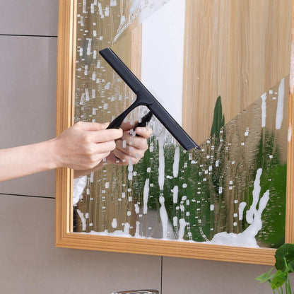 Ettori Shower Squeegee Clear Glass Wall Cleaner Stainless Steel with Suction Storage Hook -10'', Chrome