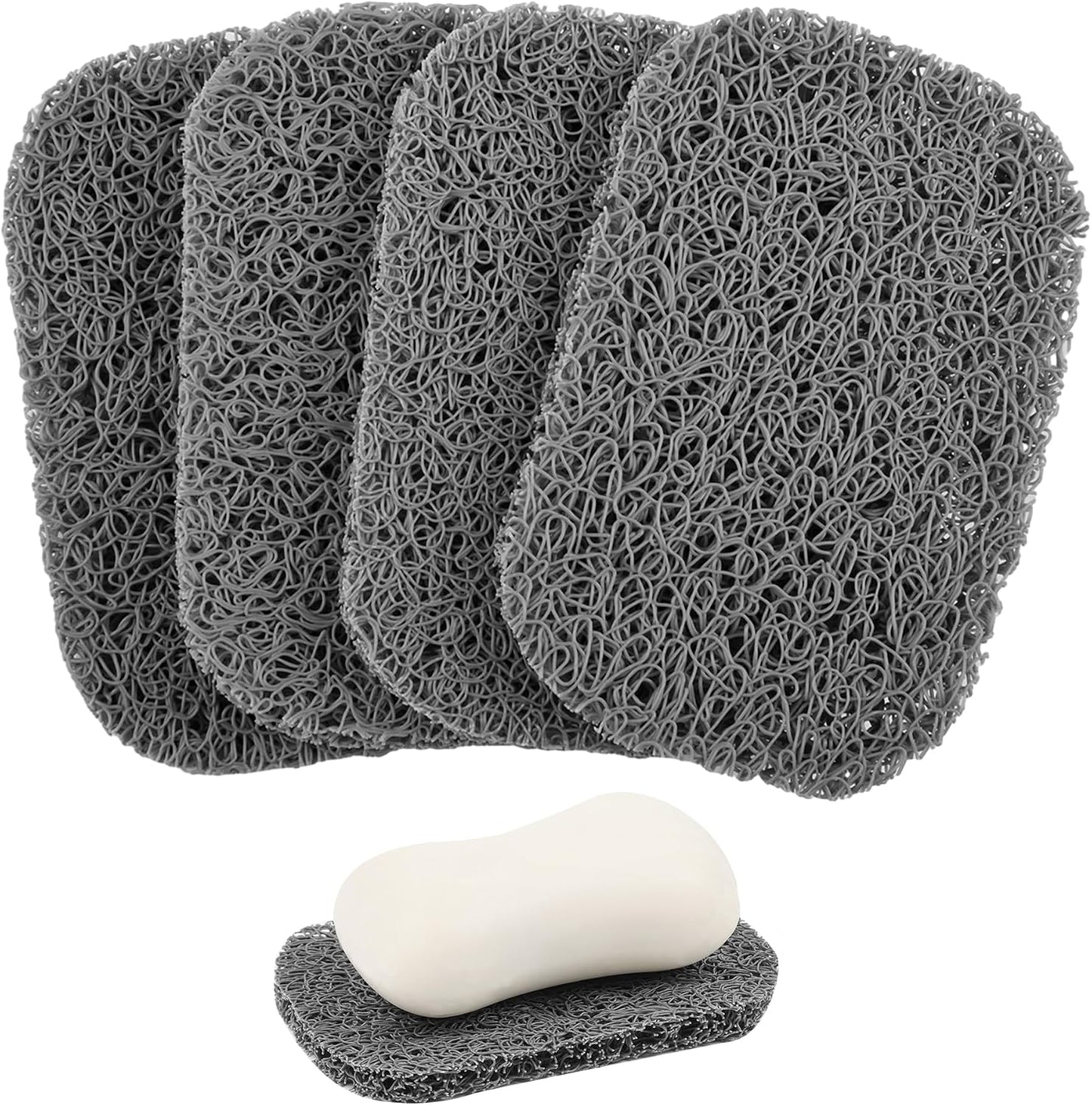 Yadream 4 Pack Gray BPA-Free Soap Savers Pads, Non-Slip Soap Holder, Self-Draining Soap Bars Holder, Suitable for Kitchen Bathroom Shower Travel Hotel