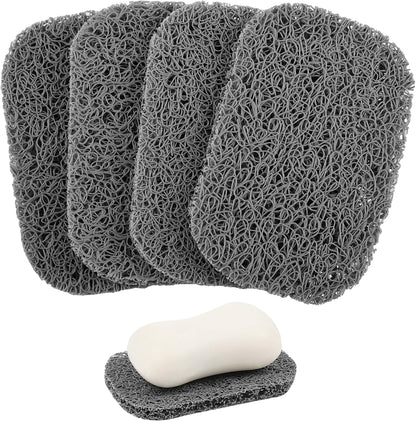 Yadream 4 Pack Gray BPA-Free Soap Savers Pads, Non-Slip Soap Holder, Self-Draining Soap Bars Holder, Suitable for Kitchen Bathroom Shower Travel Hotel