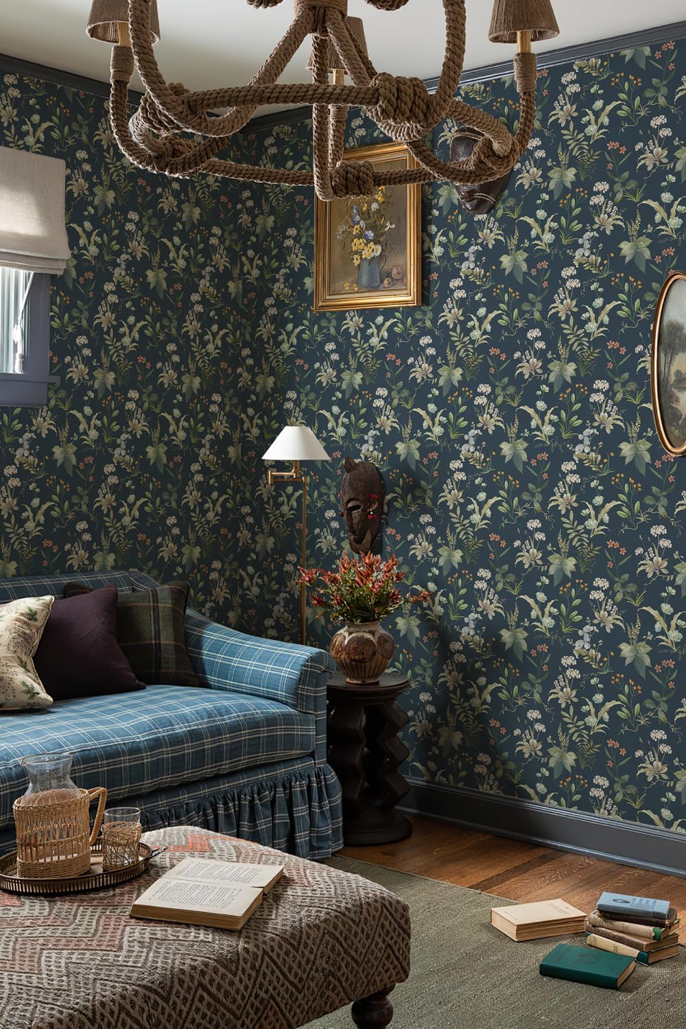 Simon&Siff Vintage Wallpaper Peel and Stick Beige Floral Contact Paper Wildflowers Botanical Wall Paper Removable Renter Friendly Wallpaper 17.3in x 9.8ft