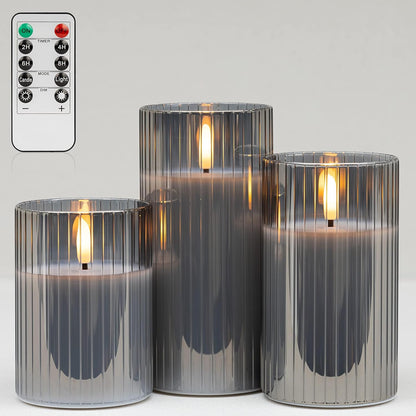 ANGELLOONG Flickering Flameless Candles, Realistic Battery Operated Candles with Remote and Timer, Set of 3 LED Candles for Room Fall Home Wedding Decor Centerpieces Table Party Valentines Decorations
