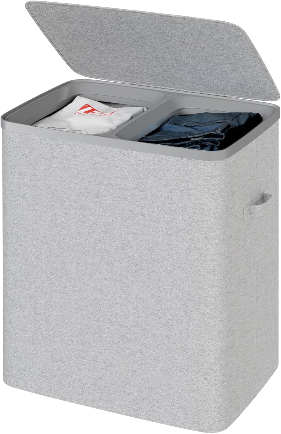 Whitmor Laundry Sorter, 92L Laundry Hamper with Shelf & 2 Removable Bags, 2 x 12.1 Gallons (46L), 28.8 x 13 x 28.4 Inches, Dirty Clothes Hamper Organizer for Laundry Room, Bathroom, Dorm, Black