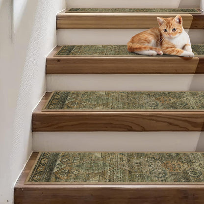 sarben Non Slip Stair Treads for Wooden Steps 15PCS - 8"x30" Indoor Safety Carpet, Edging Mats with TPE Adhesive Backing, Pet and Elderly Friendly Stair Rugs (Taupe) - Colors B