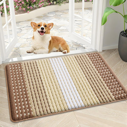 Kitinjoy Indoor Outdoor Door Mat, 32x20 Non-Slip Absorbent Dirt Trapper, Low-Profile Washable Inside Entrance Front Floor Mat, Sturdy Soft Entry Doormats for Entryway, Grey