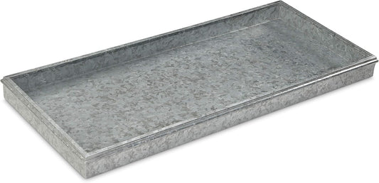Good Directions Medium Boot Tray, Double Circles Multi-Purpose All Weather Decorative Tray, Shoes, Plants, Pet Bowls, 30x13x2 Inch, Dark Zinc Gray Steel