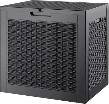 Outdoor Storage Box, 45 Gallon Deck Box with Lockable Lid, Waterproof Resin Storage Bin for Cushions, Garden Tools, Patio Furniture, Grey
