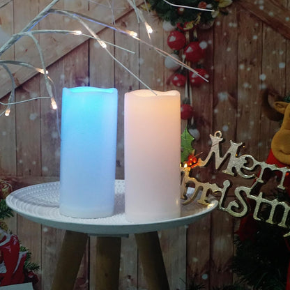 CANDLE CHOICE Waterproof Outdoor Battery Operated Flameless Candles with Remote Timer Plastic Flickering Fake Electric LED Pillars for Lantern Garden Wedding Christmas Decorations 3x4 Inches 3 PCS
