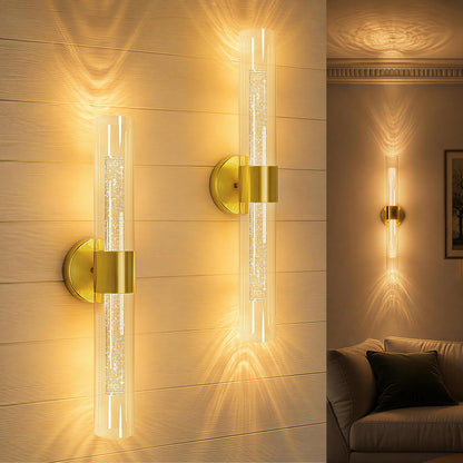 10000mAh Battery Operated Wall Sconce Set of 2, Rechargeable Wireless Wall Lights with Remote Control, Dimmable Timer 3 Color Temperature Glass Wall Lamp for Living Room Bedroom Gold 21.5 Inch