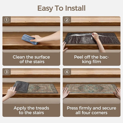 sarben Non Slip Stair Treads for Wooden Steps 15PCS - 8"x30" Indoor Safety Carpet, Edging Mats with TPE Adhesive Backing, Pet and Elderly Friendly Stair Rugs (Taupe) - Colors A