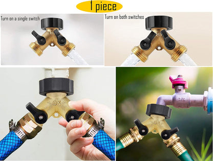 LBY 4 Way Brass Hose Splitter, 3/4" Hose Faucet Manifold, Garden Hose Connector, Tap Splitter, Solid Brass (Golden Yellow)