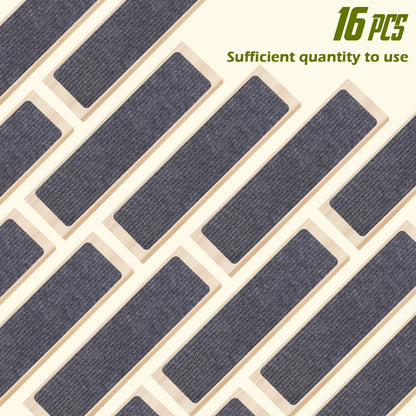 Stair Treads Non-Slip 16 Pack 8"x30" - Carpet Stair Runner for Indoor Wooden Steps with TPE Backing & Anti-Skid Surface, Reusable Adhesive Safety Rug for Kids/Elder/Pet-Friendly - Brown