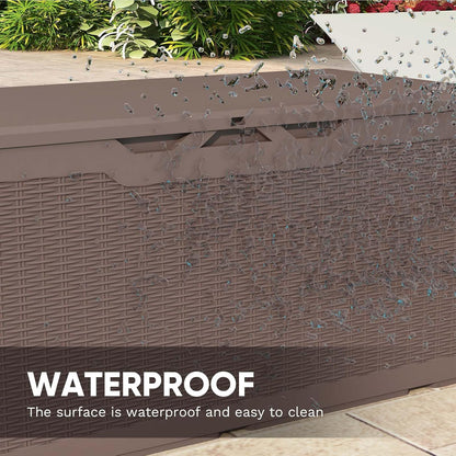 Patiowell 100 Gallon Resin Deck Box, Waterproof Large Outdoor Storage Box for Patio Furniture and Garden Tools, Black