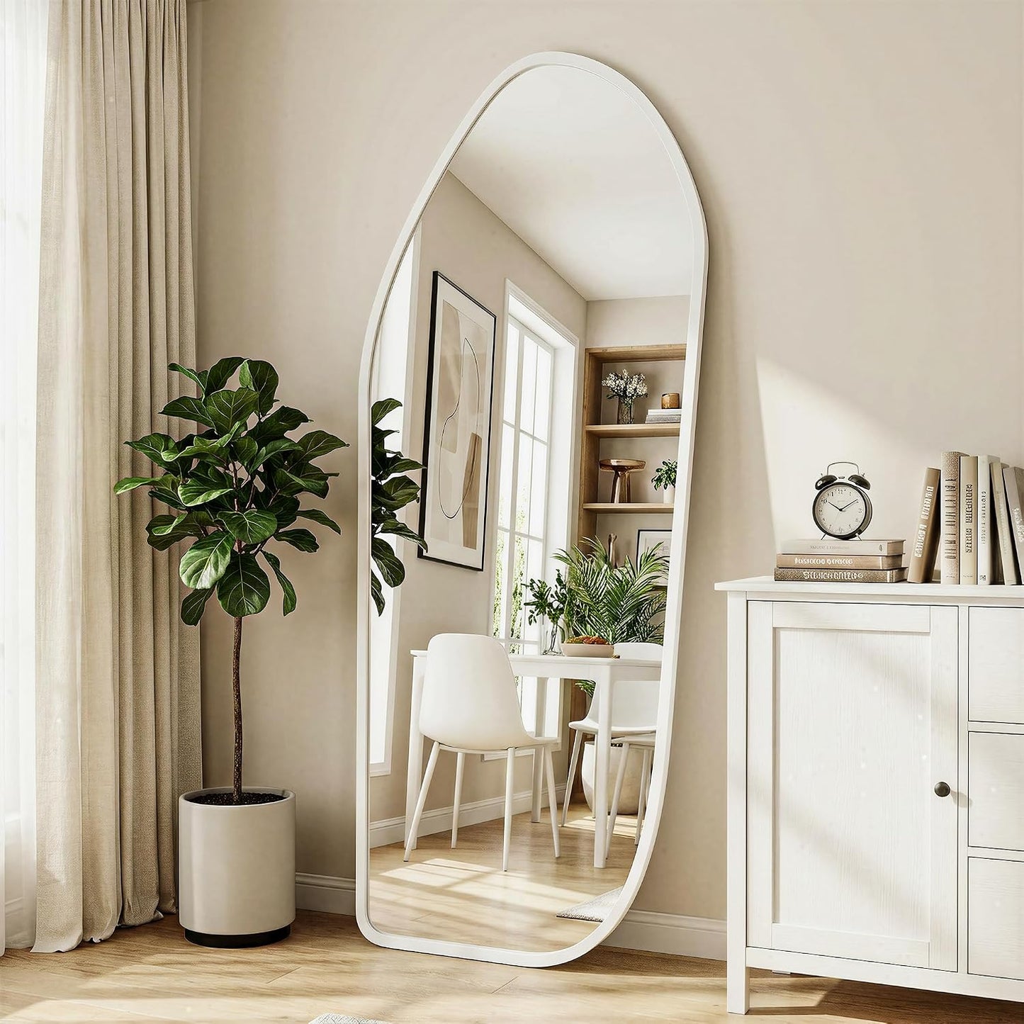 Suidia Full Length Mirror, Oversized Floor Mirror with Solid Wood Frame, Large Standing Mirror for Bedroom Living Room, Wood Art Style, Dark Walnut, 74" L x 32" W