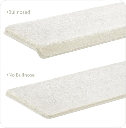 PURE ERA Carpet Stair Treads Ultra Plush 9.5" X 30"Soft Bullnose Indoor Stair Protectors Pet-Friendly Non-Slip Skid Resistant Tape Free Washable Reusable(2 Pieces,Brown)