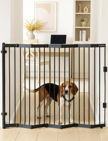 No Pawblems Retractable Safety Gate, Metal Adjustable Dog Gate for Doorways, Stairs & Hallways, Expands to 38" Wide, Auto Retract Design, No Bottom Bar, Black