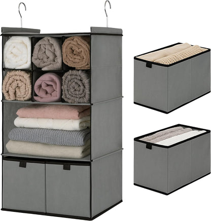 GRANNY SAYS 3-Shelf Hanging Closet Organizer and Storage, Collapsible Hanging Closet Shelves, Hanging Organizer for Closet & RV, Gray, 29 ½" H X 12" W X 12" D, 1-Pack
