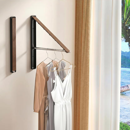 Dr.DJ Clothes Drying Rack Wall Mounted, Retractable & Foldable Clothes Hanger for Laundry Room Organization and Storage, Clothes Hanger Rack for Dorm, Closet, Balcony, Laundry Room(1P, Metal, Black)