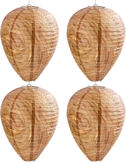 4 Pack Hanging Paper Fake Wasp Nests for Home(Brown)