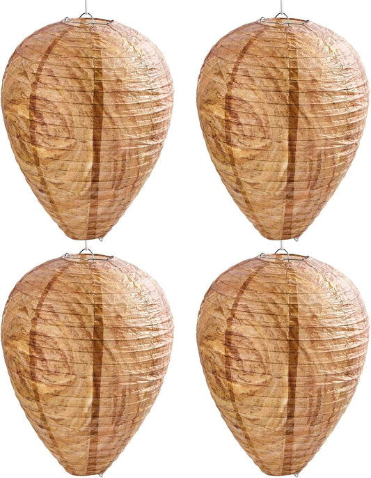 4 Pack Hanging Paper Fake Wasp Nests for Home(Brown)