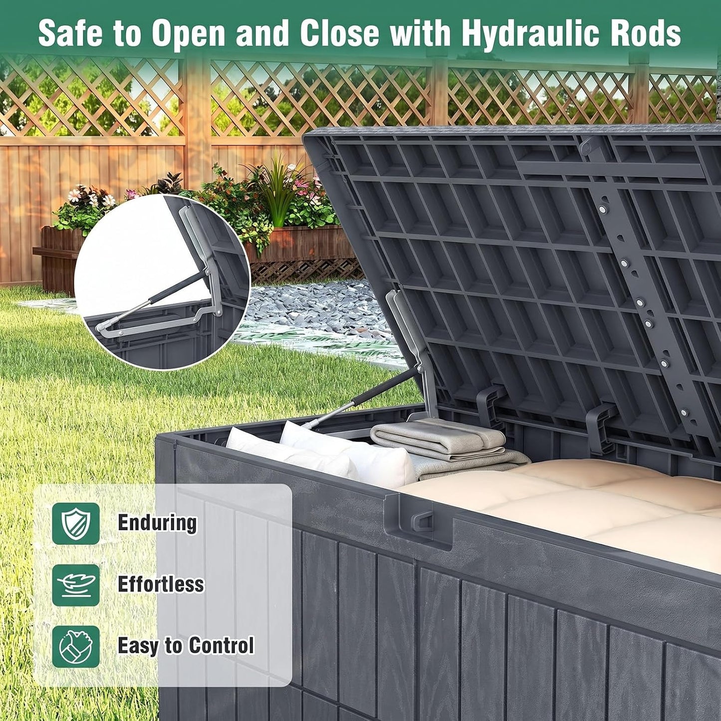 Tangkula 25 Gallon Waterproof Outdoor Storage Box with Lockable Lid | PP Resin, Wicker Patterned, Indoor Outdoor Use, Portable, Versatility, for Deck, Pool, Patio Cushions, Garden Tools