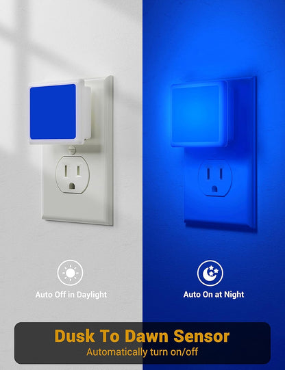 JandCase Night Lights Plug into Wall 2 Pack, Plug in Night Light with Dusk-to-Dawn Light Sensor, 3000K Soft White 0.3W, LED Nightlight for Bathroom, Adult, Hallway