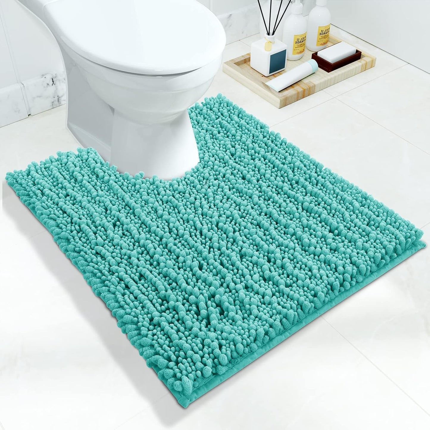 Yimobra Bathroom Rugs Non Slip Washable - Ultra Soft Absorbent Chenille Bath Mat, Quick Dry Shaggy Floor Carpet for Tub Shower, Gray Home Decor Accessories, 24x17 Inch
