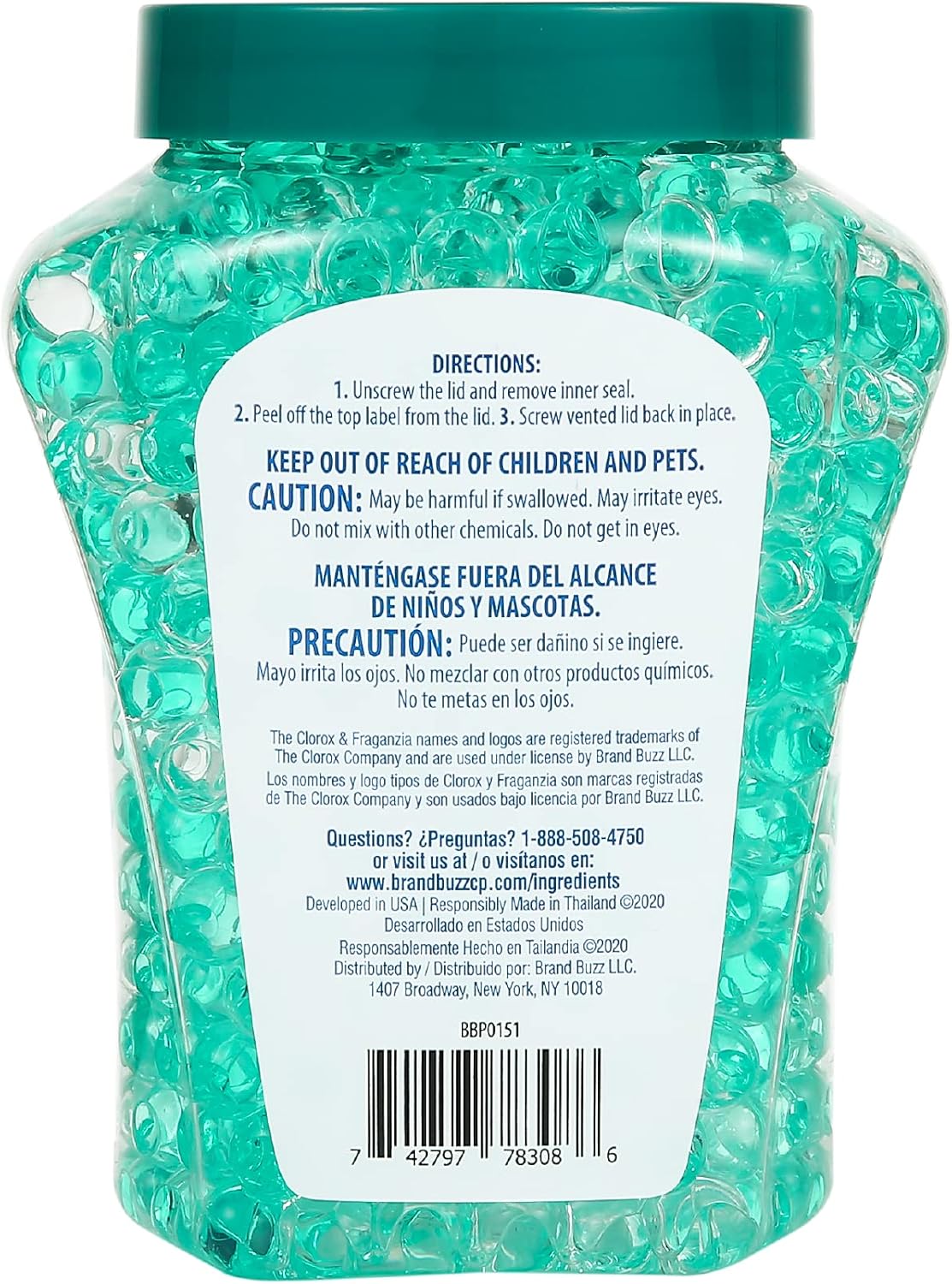 Clorox Fraganzia Crystal Beads Air Freshener, Long Lasting Room Deodorizer and Odor Eliminator Gel Beads to Freshen Home, Car, or Office, Fresh Ocean Breeze Scent, 12 Fl Oz - 2 Pack