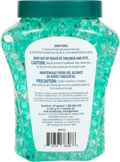 Clorox Fraganzia Crystal Beads Air Freshener, Long Lasting Room Deodorizer and Odor Eliminator Gel Beads to Freshen Home, Car, or Office, Fresh Ocean Breeze Scent, 12 Fl Oz - 2 Pack