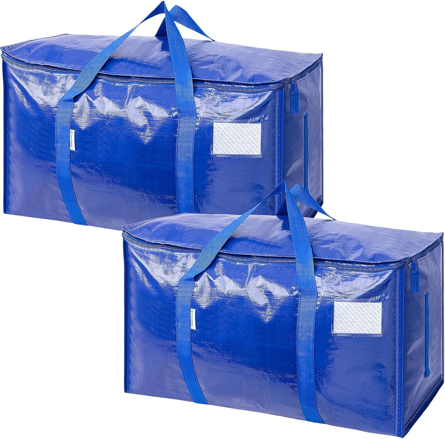 TICONN 4 Pack Extra Large Moving Bags Heavy Duty with Zippers & Carrying Handles, Durable Storage Bags Moving Boxes for Closet Organizers and Storage (4 Pack, Blue)