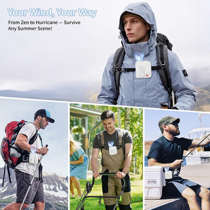 2025 Portable Waist Fan, 6 Speeds 14000RPM Strong Airflow, with Clip-on, 6000mAh Rechargeable Battery up to 31H Working Time, Wearable Belt Shirt Fan for Outdoor Jobsite(Green)