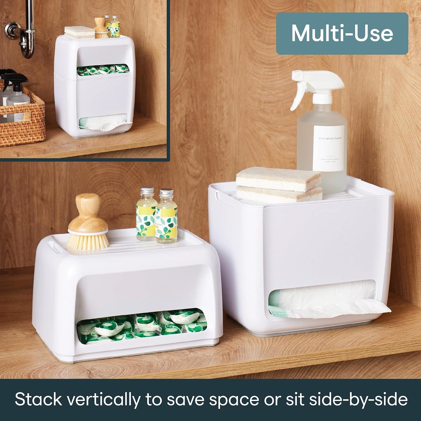 YouCopia SinkSuite Trash Bag Dispenser, Garbage Bag Holder, Top Lid Storage