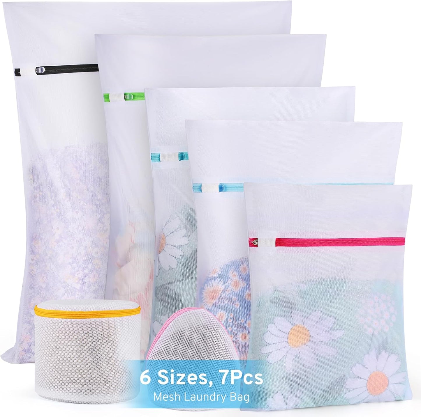 Ultimate 7 Pack 6 Size Mesh Laundry Bags Set for Delicates with AUTO-Lock Zipper, Lingerie Bags for Washing Delicates, Laundry Bags Mesh Wash Bags, Delicates Laundry Bag for Jeans,Blouse,Stocking,Bra