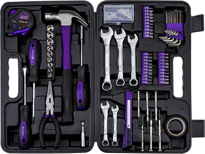 CARTMAN 148-Piece Automotive And Household Tool Set, Blue Repair Kit Case | Versatile tool assortment for car maintenance, home repairs, DIY projects, furniture setup, and daily fixes in a molded case.
