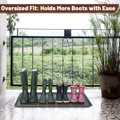 Geelin 3 Pack Extra Large Boot Tray 40"x20" Long Shoe Mats Boot Storage with Raised Edge Waterproof Plastic Wet Shoe Tray for Entryway Floor Indoor Outdoor Mudroom Multi Use(Black)