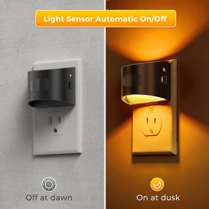 L LOHAS LED Night Light with Motion Sensor & Dusk to Dawn Sensor, Night Lights Plug into Wall with 30-100lm Adjustable Brightness, Motion Activated Night Light, 3000K Soft White, 2 Pack