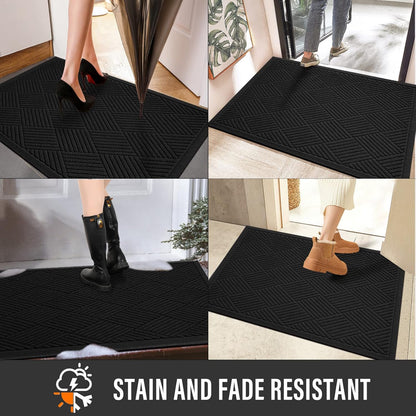 HIYARD Sturdy Front Door Mat, Absorbent Muddy Dirt Resist Welcome Door Mats Outdoor Indoor, Stain and Fade Resistant, Non-Slip Rubber Backing Low Profile Doormat for Entryway, 30×17, Beige